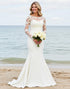 Graceful Ivory Mermaid Lace Illusion Long Sleeve Wedding Dress
