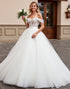 Ivory Lace Tulle Off the Shoulder Wedding Dress