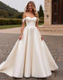 Off The Shoulder Ivory A Line Wedding Dress