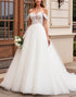 Off The Shoulder Ivory A Line Appliques Tulle Wedding Dress