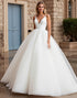 A Line Ivory Spaghetti Straps Ball Gown Long Wedding Dress