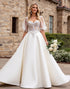 Ivory A Line Lace Appliqued Half Sleeves Wedding Dress