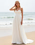 Simple Ivory A Line Spaghetti Straps Boho Wedding Dress