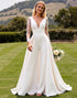 A Line Long Sleeves Ivory Appliqued Wedding Dress