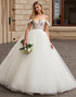 Ivory Off The Shoulder Lace Tulle Ball-Gown Wedding Dress