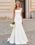 Ivory Square Neck Sleeveless Mermaid Satin Wedding Dress