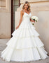 Ivory A Line Spaghetti Straps Tiered Wedding Dress