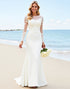 Lace Ivory Mermaid Illusion Long Sleeve Wedding Dress