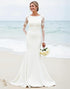 Graceful Ivory Lace Mermaid Wedding Dress with Long Sleeves