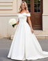 lvory A Line Off The Shoulder Pleated Long Wedding Dress