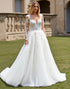 Lace Tulle Ivory A Line Appliques Spaghetti Straps Wedding Dress