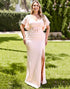 Candy Pink Sheath Bow Plus Size Bridesmaid Dress with Slit