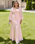 Mermaid Candy Pink Bow Plus Size Bridesmaid Dress with Long Sleeves