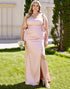 Plus Size Sheath Candy Pink Simple Bridesmaid Dress with Slit