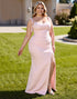 Plus Size Sheath Pink Bridesmaid Dress with Slit