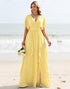A Line Daffodil Ruffled Bridesmaid Dress with Slit