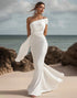 White One Shoulder Ruched Mermaid Long Formal Dress