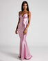 Mermaid Pink Spaghetti Straps Satin Formal Dress