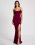 Chiffon Mermaid Ruffled Burgundy Formal Dress with Slit