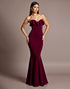 Burgundy Strapless Mermaid Ruffled Formal Dress