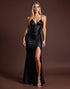 Mermaid Satin Black Tie Dress with Slit