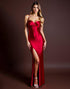 Mermaid Red Satin Formal Dress with Slit