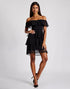 Off the Shoulder Tiered Chiffon Little Black Dress