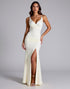 Ivory Mermaid Ruched Prom Dress with Slit