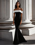 Off the Shoulder Mermaid Black Tie Dress