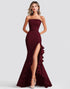 Strapless Burgundy Mermaid Formal Dress with Slit