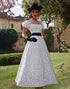 A Line Square Neck Satin White Wedding Guest Dress