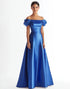 Off the Shoulder Satin A Line Royal Blue Formal Dress