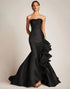 Mermaid Strapless Ruffled Black Tie Dress
