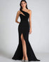Mermaid One Shoulder Black Tie Dress with Slit