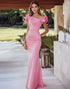 Mermaid Pink Ruffled Satin Wedding Guest Dress