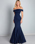 Sparkly Off the Shoulder Navy Mermaid Formal Dress