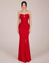 Red Strapless Cut Out Formal Dress with Slit