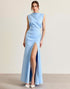 Sky Blue Sheath Formal Dress with Slit