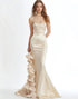 Mermaid Champagne Strapless Prom Dress with Cape