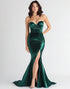 Strapless Green Satin Mermaid Prom Dress with Slit
