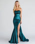 Mermaid Blue Strapless Prom Dress with Slit
