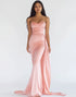 Mermaid Strapless Pink Satin Prom Dress with Cape