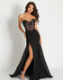 Mermaid Strapless Black Chiffon Prom Dress with Appliques