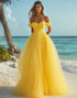 Off The Shoulder Yellow A Line Prom Dress