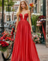 Red Strapless Chiffon A Line Prom Dress