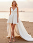 A Line White High-Low Wedding Dress