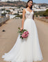 Tulle A Line White Wedding Dress with Lace