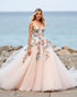 Tulle Blush A Line Floral Wedding Dress