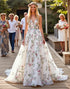 Sweetheart Sweep Train Floral White Wedding Dress
