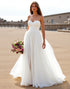 Strapless A Line White Simple Wedding Dress